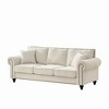 86" Modern 3-Seater Chenille Sofa with Rolled Arms, Wood Legs & Nailhead Trim - 4 of 4