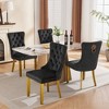 Akoasm 2-Piece Modern Velvet Upholstered Dining Chairs with Gold-Finished Wood Legs and Tacker Nail Accents-Black - 3 of 4