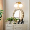 POWLIG 14.17-in 2-Light Gold Bathroom Light Fixtures Over Mirror Vanity Lighting with Milk White Glass Globe Shades - 4 of 4