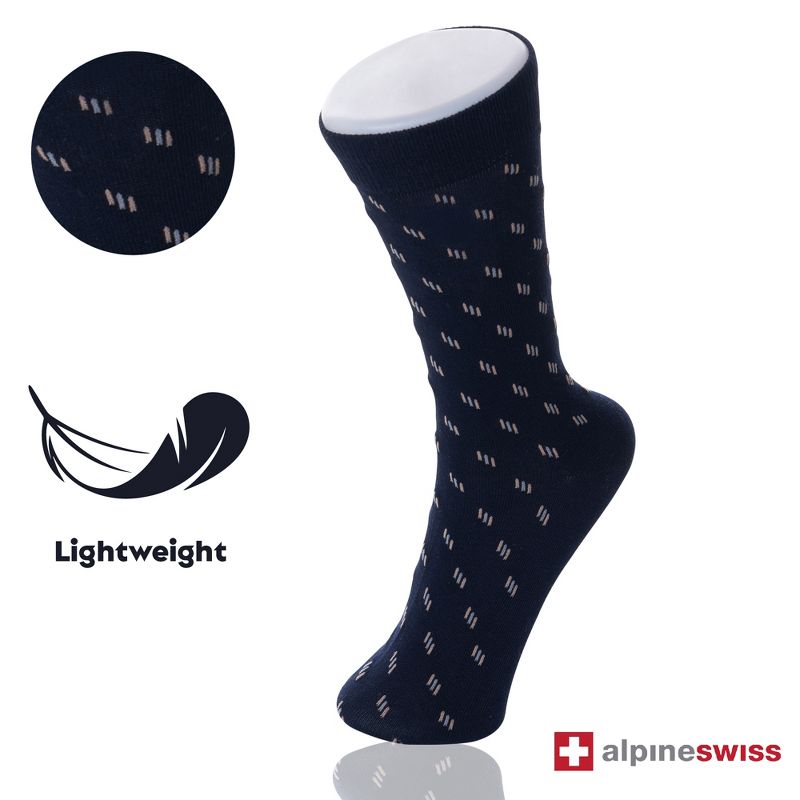 Alpine Swiss Mens Cotton 6 Pack Dress Socks Solid Ribbed Argyle Shoe Size 6-12, 5 of 11