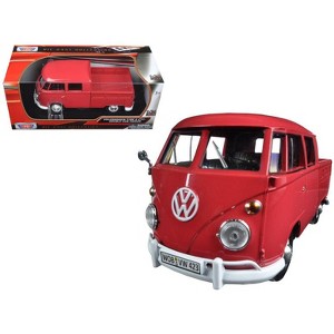 Volkswagen Type 2 (T1) Double Cab Pickup Truck Wax Red 1/24 Diecast Model Car by Motormax - 1 of 3