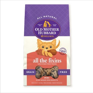 Old Mother Hubbard by Wellness Grain Free  All The Fixins' Biscuits Mini oven Oven Baked with Turkey and Sweet Potato Dog Treats – 16oz - 1 of 4