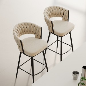 Gulches Modern 360° Swivel Bar Chairs Set of 2, Black and White, Soft Cushioned Backrest, Metal Legs - 1 of 4