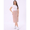 INSPIRE CHIC Women's Casual High Waist Stretchy Midi Jean Skirt - 4 of 4