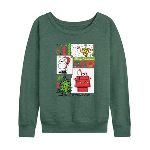Women's - Peanuts - Be Bright Lightweight French Terry Wide Neck Long Sleeve Shirt - 1 of 4