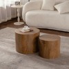 KIGFTSOD Round Wooden Nesting Coffee Table Round Wooden Circle Modern Table for Small Space Living Room Bedroom, End Side Table - 2 of 4