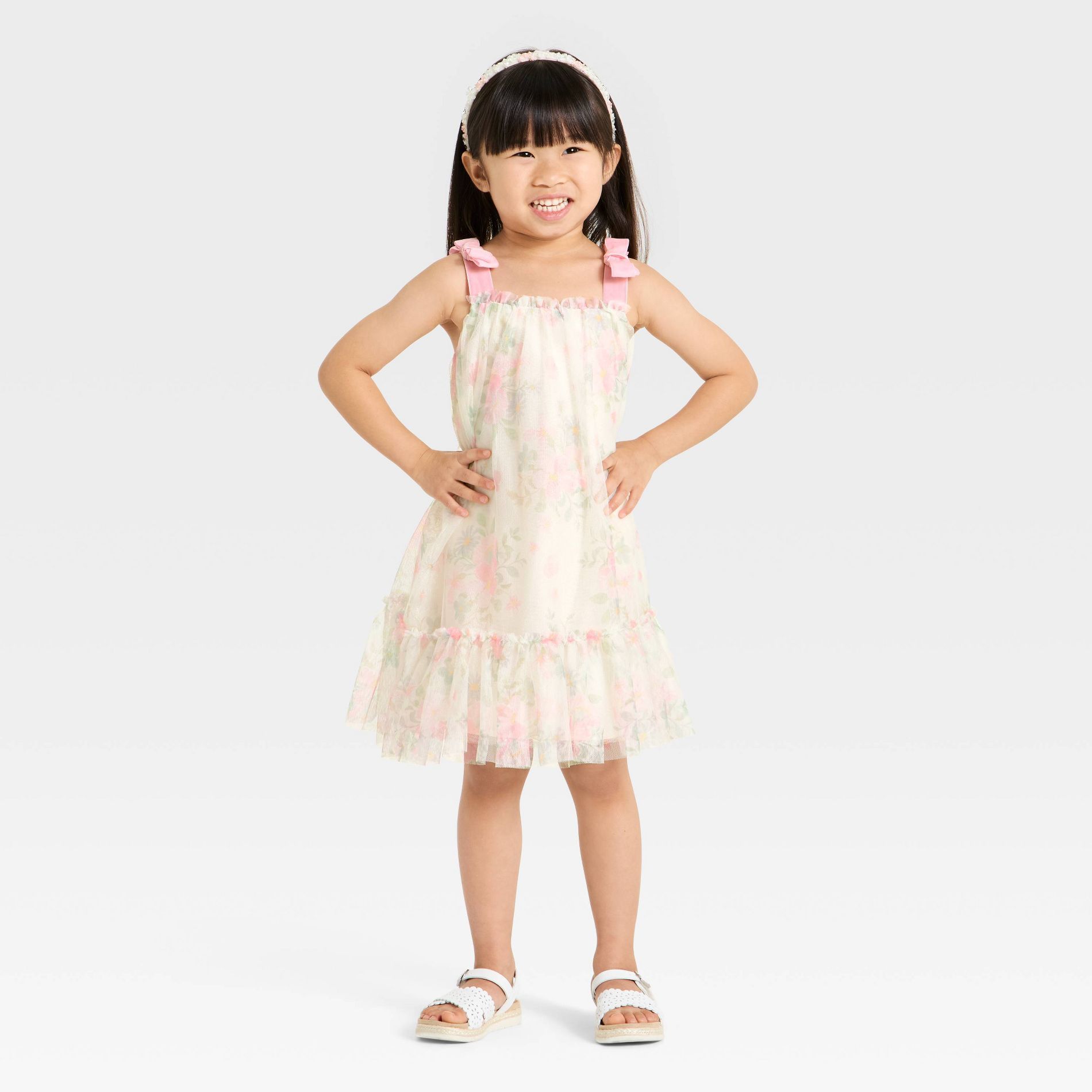 Toddler Girls' Disney Minnie Mouse Floral Tulle Dress - Ivory