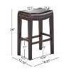 GDFStudio Carlsbad Contemporary Bonded Leather 26" Backless Counter Stools with Nailhead Trim (Set of 2), Brown - 3 of 4