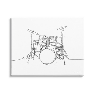 Stupell Industries Drum Kit Musician Line Doodle Gallery Wrapped Canvas Wall Art