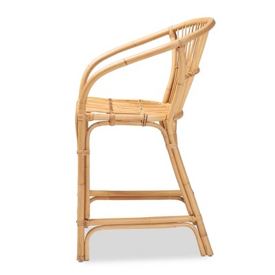 Murai 39" Brown Rattan Counter Height Barstool