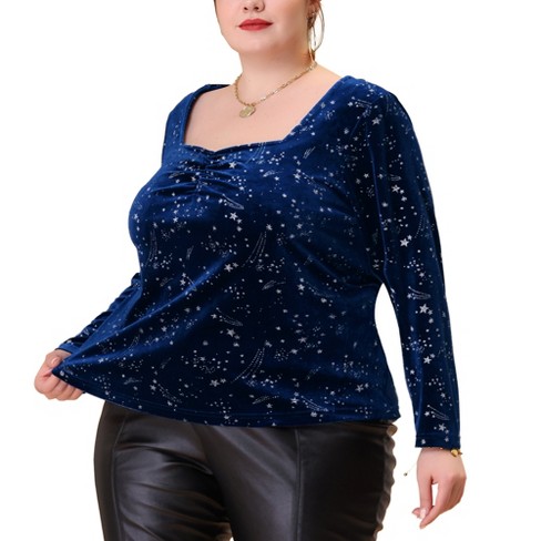 Agnes Orinda Women's Plus Size Party Sweetheart Neck Long Sleeves