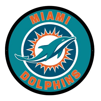 Evergreen Ultra-Thin Edgelight LED Wall Decor, Round, Miami Dolphins- 23 x 23 Inches Made In USA