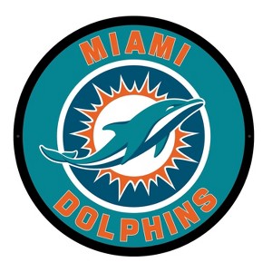 Evergreen Ultra-Thin Edgelight LED Wall Decor, Round, Miami Dolphins- 23 x 23 Inches Made In USA - 1 of 4