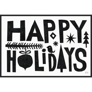 Amanti Art Christmas Whimsy Happy Holidays Black by Michael Mullan Canvas Wall Art Print Framed 33-in. x 23-in. - 1 of 4