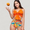 Anna-Kaci Swim Women's Knot Front Bikini Top and High Waist Abstract Print Bottom Two-Piece Swimsuit - 3 of 4