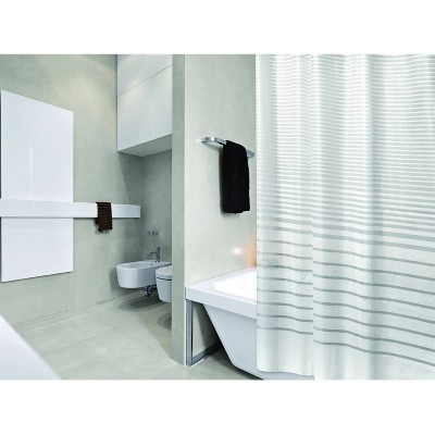 LunaLulinlk Shower Curtain in White Stripe Design