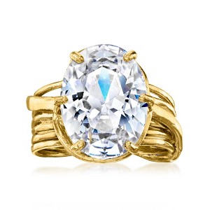 Ross-Simons 8.50 Carat Oval CZ Ring in 18kt Gold Over Sterling - 1 of 4