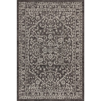Malta Black and Gray Medallion Flat Woven Area Rug