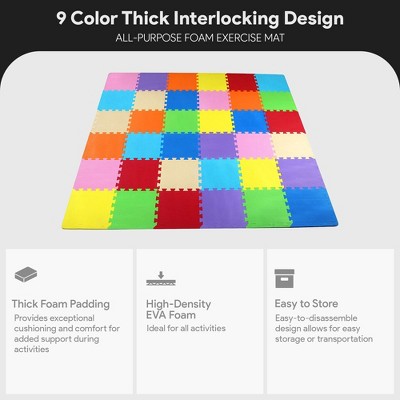 Multicolor EVA Foam Interlocking Puzzle Play Mat Set, 36 Tiles