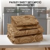 4 Piece Bed Sheets Printed Microfiber Sheet Set Ultra Soft, Easy Care Paisley Printed Sheets - Lux Decor Collection - 2 of 4