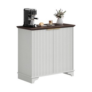 Modern Coffee Bar Cabinet Farmhouse Cabinet with Fluted Doors Sideboard Buffet Cabinet with Adjustable Shelves for Kitchen Dining Room Living Room - 1 of 4