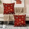 Lomsoe 2pcs Red & Golden Snowflake Christmas Pillow Covers - Soft Polyester, Winter Decor with Zipper Closure, Machine Washable, Festive Home Decor - 3 of 4