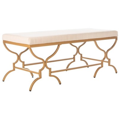 Juliet 46'' Beige Linen and Liquid Gold Rectangular Bench
