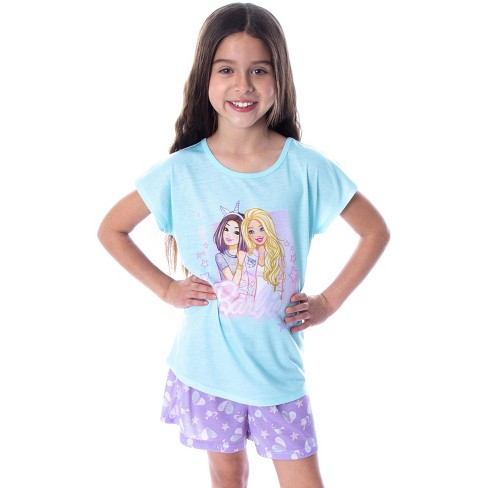 Barbie Little Girls' Unicorn Love Shirt And Shorts 2 Pc Pajama Set (4/5)  Pink : Target