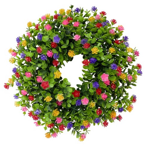 Unique Bargains Home Decor Artificial Colorful Plastic Handmade Eucalyptus Wreath - image 1 of 4