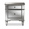 Sussie Hollywood Regency Glamour Style Mirrored 2 - Drawer Nightstand - Baxton Studio: Bronze Hardware, Beveled Top - image 3 of 4