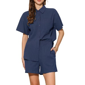 INSPIRE CHIC Women's 2 Pieces Outfits Short Sleeve Shirt Shorts Set Summer Lounge Tracksuits - 1 of 4