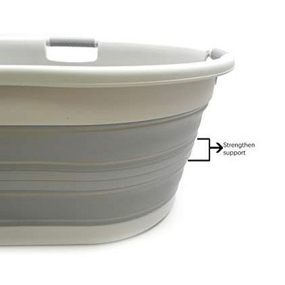 Light Purple Collapsible Plastic Laundry Hamper with Handles