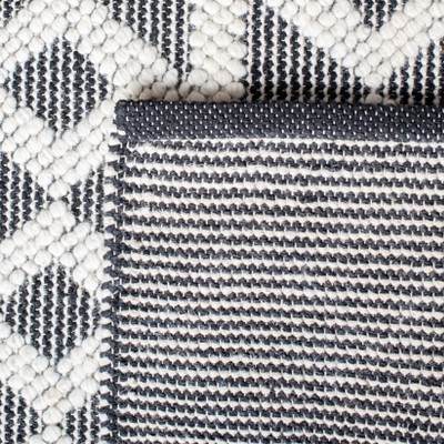 Ivory and Black Hand-Tufted Wool Geometric Area Rug 5' x 8'