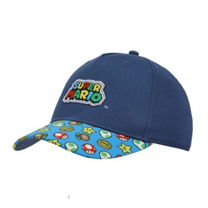 Super Mario Bros Logo & Power-Ups Youth Blue Traditional Adjustable Hat - 1 of 4