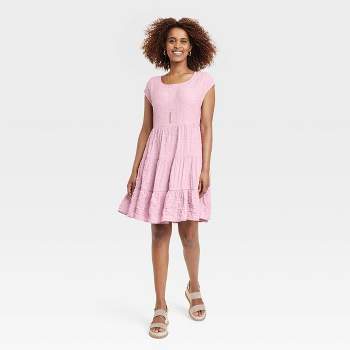 Women's Cap Short Sleeve A-Line Dress - Knox Rose™ Light Pink XL