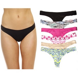 Just Intimates Laser Cut Thongs Panties for Women  Underwear (Pack of 6) - 1 of 3