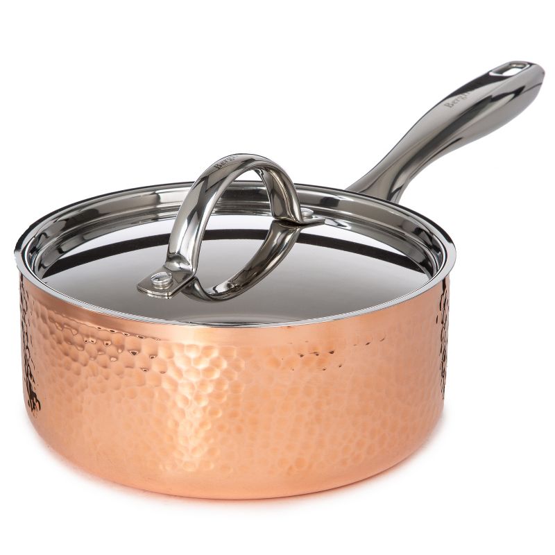 BergHOFF Vintage Tri-Ply Copper Saucepan With Stainless Steel Lid, Gold, 1 of 8