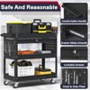 Huxxion 3-Tier Rolling Tool Cart on Wheels, Heavy Duty Mechanic Tool Cart with Drawers, Utility Cart for Workshop Garage Warehouse(Gray) - 4 of 4