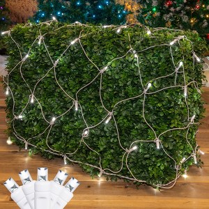 Novelty Lights 100 Light Warm White LED Christmas Net Lights Christmas Decorations Green Wire 4' X 6' - 1 of 4