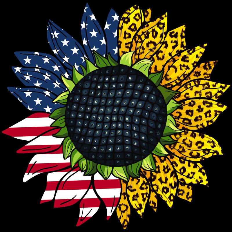 Men's Design By Humans July 4th American Sunflower Leopard By mehmus T-Shirt, 2 of 3