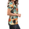 Nlife Womens Puff Short Sleeve Hawaiian Shirts Floral Tropic Printed Pleated V Neck Summer Casual T-Shirt Trendy Boho Blouses Tops - 4 of 4
