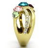 Slickblue Women's IP Gold Stainless Steel Ring with Multi-Color Synthetic Crystal, Round Stone, Size 5-10 - 4 of 4