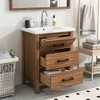 24" Bathroom Vanity with Ceramic Basin Sink and 3 Drawers, Natural - ModernLuxe - 2 of 4