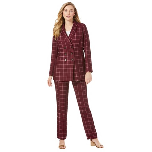 Jessica London Women's Plus Size Double-Breasted Pantsuit - 26 W, Red