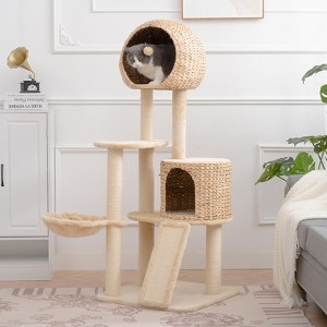 Multi-Level Cat Tree, Cat Tower Durable Sisal-Covered Scratching Posts,Cozy Caves,Condo,Dangling Ball,Jumping Platform for Cats Play &Sleep,Pet House - 1 of 4