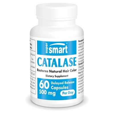 SuperSmart Catalase 500mg per Day (12500 CatU) - Natural Enzyme - Anti Gray Hair Supplement | Non-GMO & Gluten Free - 60 Delayed Release Capsules