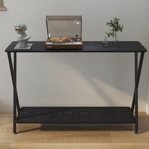 Narrow Console Table, 2-Tier Farmhouse Sofa Table with Shelves, 33.5 Inch Long Hallway Table - 1 of 4