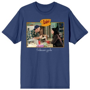 Gilmore Girls Luke and Lorelei in Luke's Cafe Screenshot Women's Navy Blue Graphic Short Sleeve Crew Neck Tee - 1 of 2