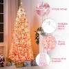 Yaheetech 6Ft/7.5Ft/9Ft Prelit Flocked Pencil Artificial Christmas Tree with Warm White Lights & Snow Branch Tips, Hinged Spruce, Green - 4 of 4