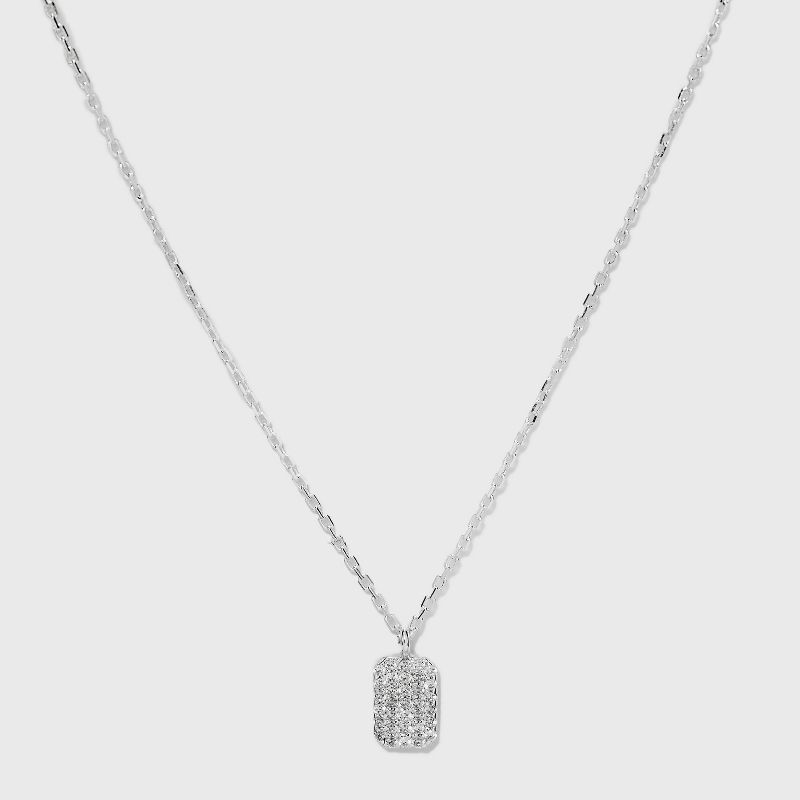 Sterling Silver Cubic Zirconia Tag Pendant Necklace - A New Day&#8482; Silver, 1 of 6